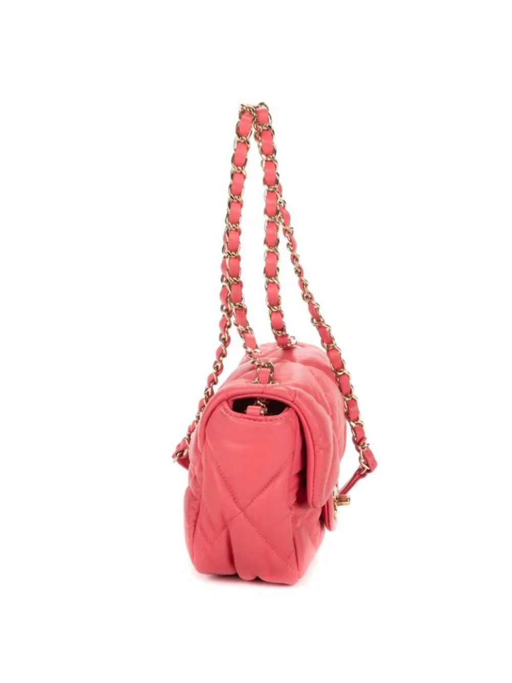 Chanel Mini Classic Chain Crossbody Flap Bag Pink Quilted Lambskin Leather